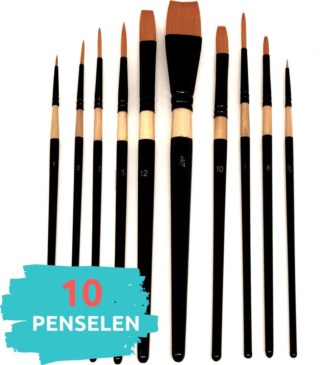 Penselen Schilderen op Nummer Diamond Hobbies | 10 Stuks | Paint by Numbers | Verven op Nummer | Kwasten Schilderen | Penselen Acrylverf